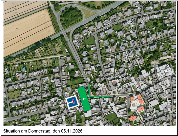 Lageplan Vollsperrung August-Bebel-Straße Bereich 2 am Donnerstag, 05.11.2026